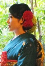 披露宴 振袖ヘア大輪お花