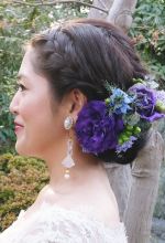 編み込みまとめお花飾り