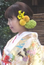 あじさい髪飾り着物